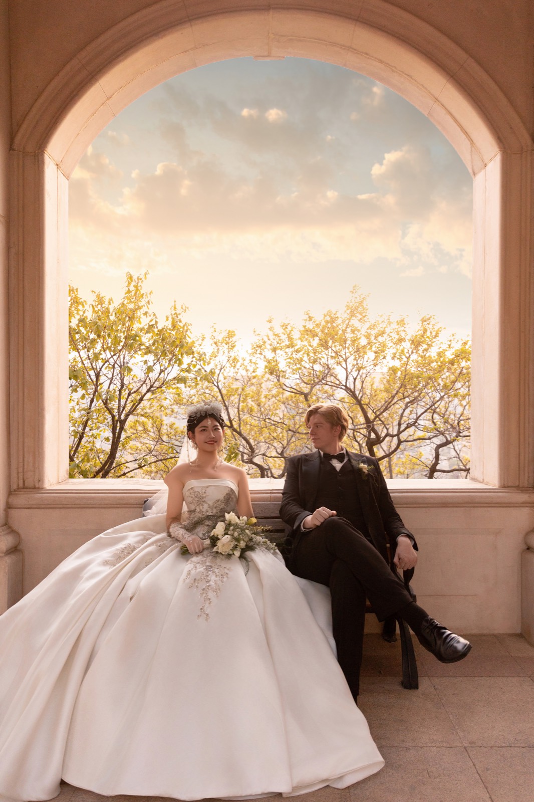 Seated in the archway